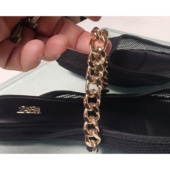 Zara Black Mesh Slide Shoes w/Gold Chain Size EU 39 - Picture 5 of 8